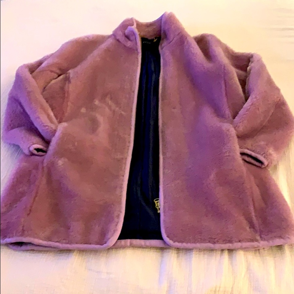 Zip-up plush fleece coat